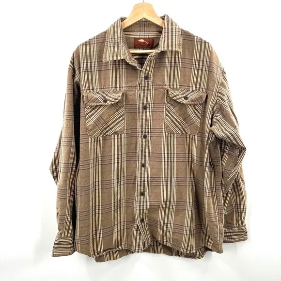 Bob Timberlake heavyweight flannel shirt outdoor cabincore work brown XL - Picture 2 of 12